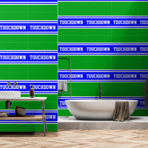 TOUCHDOWN Helder Blauw Wit Groen Racing Strepen Behang