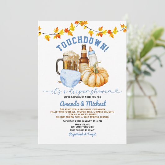 Touchdown het is een luierdouche Pumpkin Beer Herf Kaart (Staand voorkant)