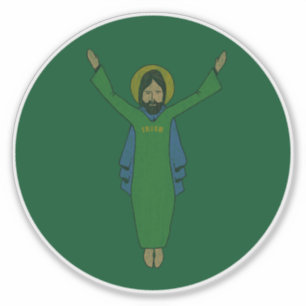 Touchdown Jesus  Distress Dark Green Sticker