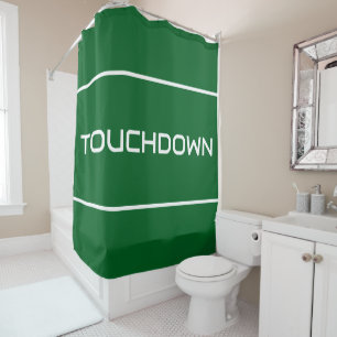 TOUCHDOWN Moderne witte tekststrepen op diep groen Douchegordijn
