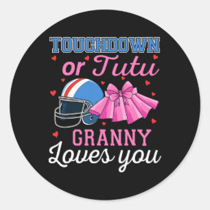 Touchdown Of Tutu Oma Houdt Van Jou Voetbal Geslac Ronde Sticker