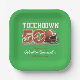 Touchdown Vijftig Grappige Voetbal 50ste Verjaarda Papieren Bordje