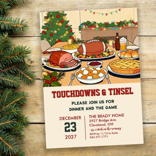 Touchdowns and Tinsel Dinner Invitation