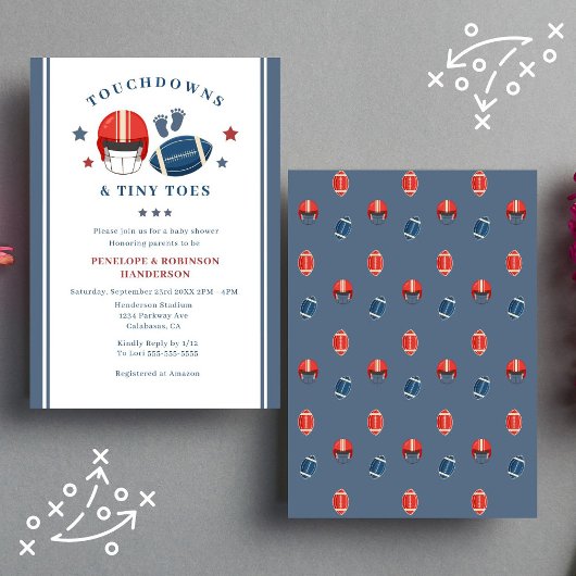 Touchdowns en kleine tenen, Football baby shower Kaart