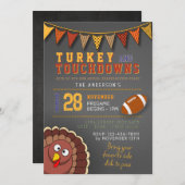 Touchdowns en Turkije Thanksgiving Game Day Uitnod Kaart (Voorkant / Achterkant)
