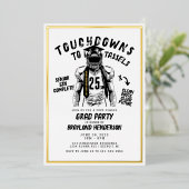 Touchdowns naar Strikken Voetbal Afstudeerfeest Folie Uitnodiging (Staand Voorkant)
