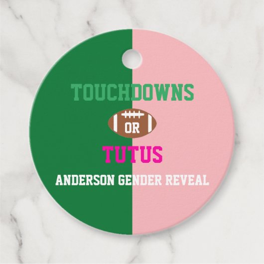 Touchdowns of tutus Gender onthullen Bedankjes Labels (Voorkant)