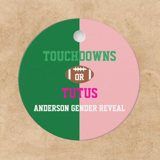 Touchdowns of tutus Gender onthullen Bedankjes Labels