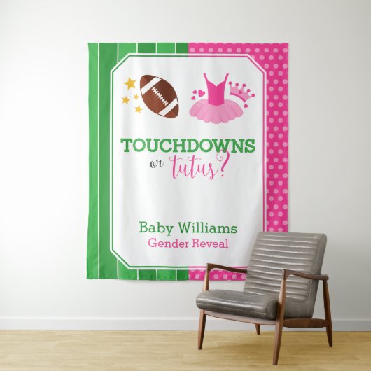 Touchdowns of Tutu's Gender Onthullen Party Achter Wandkleed (In situ)