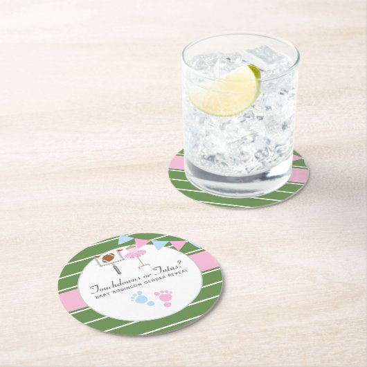 Touchdowns of tutus Gender Reopenbaarmakingparty Ronde Kartonnen Onderzetter (Insitu)