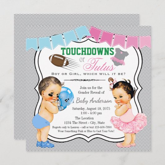 Touchdowns of tutus Gender Reopenbaart partijuitno Kaart (Voorkant / Achterkant)