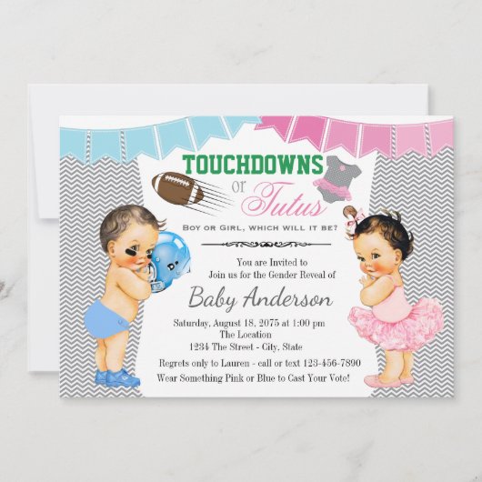 Touchdowns of tutus Gender Reopenbaart partijuitno Kaart (Voorkant)