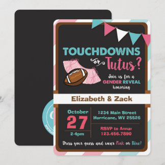 Touchdowns of Tutus Gender Reopenbaart Uitnodiging