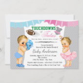Touchdowns of Tutus Gender Reveal Baby shower Kaart (Voorkant)
