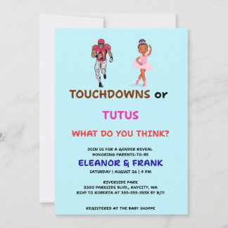 Touchdowns of Tutus Geslacht Reveal Feest Kaart