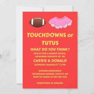 Touchdowns of Tutus Geslacht Reveal Feest Kaart