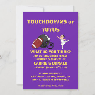 Touchdowns of Tutus Geslacht Reveal Feest Kaart