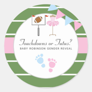 Touchdowns of Tutus Geslacht Reveal Feest Ronde Sticker