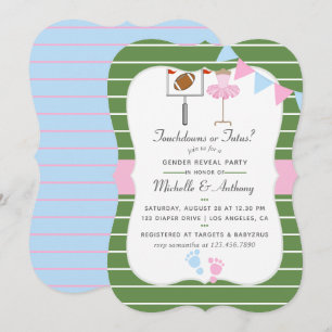 Touchdowns of Tutus Geslacht Revele Party Uitnodig Kaart