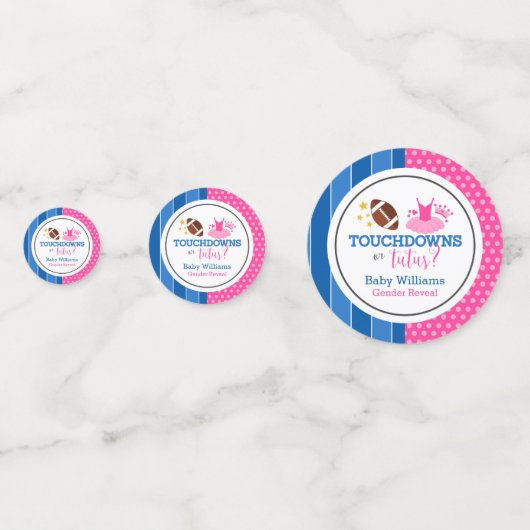 Touchdowns of Tutus Pink Blue Gender Reopenbaarmak Confetti (Achterkanten)