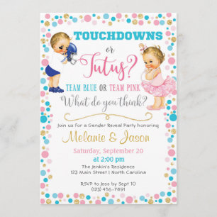 Touchdowns ou Tutus Genre Reveal Invitation