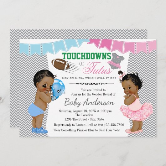Touchdowns ou Tutus Genre Reveal Invitations (Devant / Derrière)