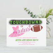 Touchdowns Tutus Baby Gender Reveal Kaart (Staand voorkant)