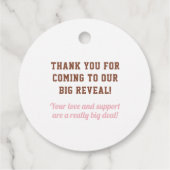 Touchdowns voor Tutus Gender Reveal Dank u Bedankjes Labels (Achterkant)