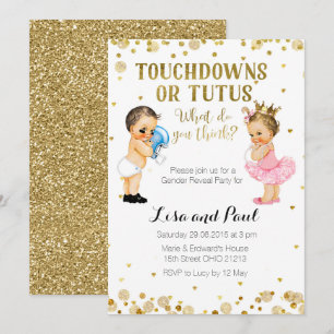 Touchdowns voor Tutus Gender Reveal uitnodiging Go