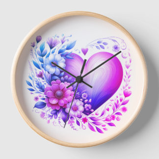 "Touche de coeur de l'élégance florale" Horloge mu