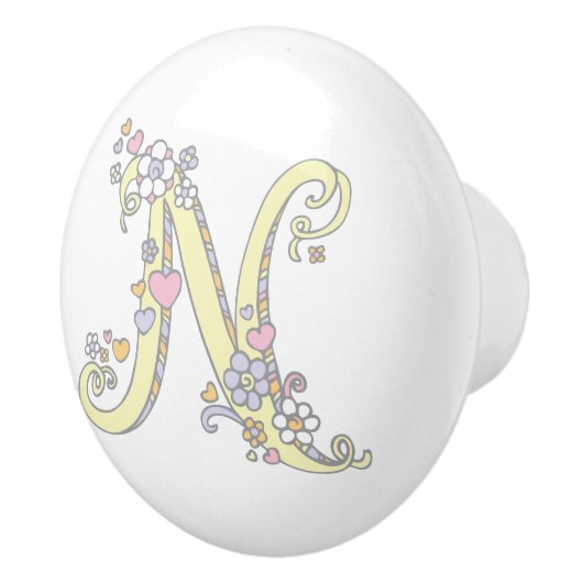 Touche de poignée monogramme N lettre décorative (Droite)