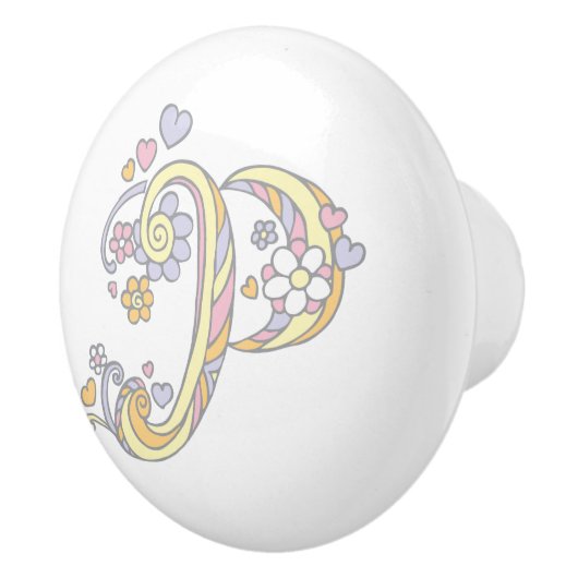 Touche de poignée monogramme P lettre décorative (Droite)