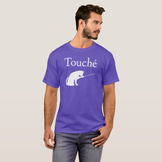 Touche Fencing Cat Cat Loving Foil boy retro T-shirt (Voorkant volledig)