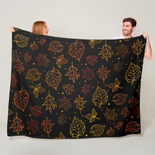Touche van elegantie koperen bladeren op zwart fleece deken