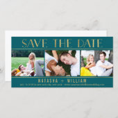 Touche van Goud BEWERKBARE KLEUR Collage Bewaar de Save The Date (Voorkant / Achterkant)