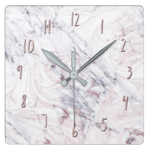Touche van roze witte grijze marmer swirl chic tre vierkante klok