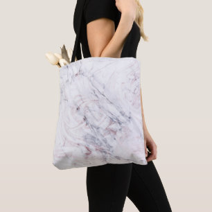 Touche van roze witte grijze marmeren spiraal chic tote bag