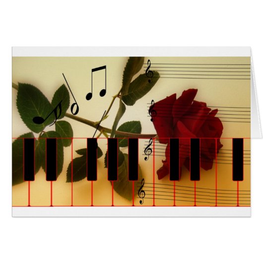 Touches de piano de musique notes professeur roses (Devant horizontal)