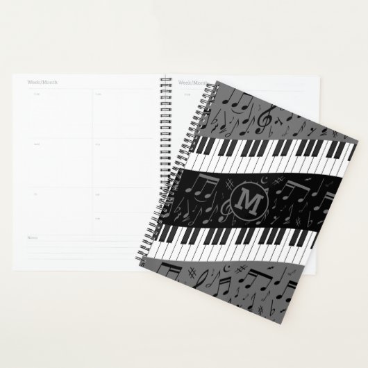 Touches de piano monogramme et notes musicales (Devant avec enveloppe)