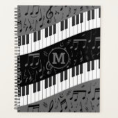 Touches de piano monogramme et notes musicales (Devant)