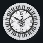 Touches de piano Notes musicales Horloge murale<br><div class="desc">Un piano touches avec notes musicales horloge murale décorative. Un grand ajout à n'importe quelle maison,  studio,  salle de classe ou bureau. Fait aussi une idée de cadeau pour n'importe quel musicien.</div>