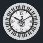 Touches de piano Notes musicales Horloge murale<br><div class="desc">Un piano touches avec notes musicales horloge murale décorative. Un grand ajout à n'importe quelle maison,  studio,  salle de classe ou bureau. Fait aussi une idée de cadeau pour n'importe quel musicien.</div>