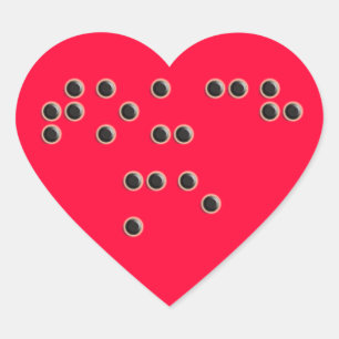 Touchez-moi autocollant (braille) de coeur