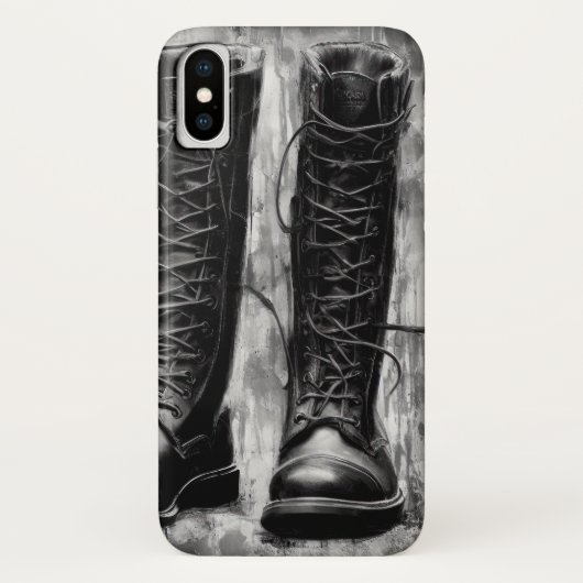 Tough Biker Black Lace Up Boots Drawing Case-Mate iPhone Case (Achterkant)