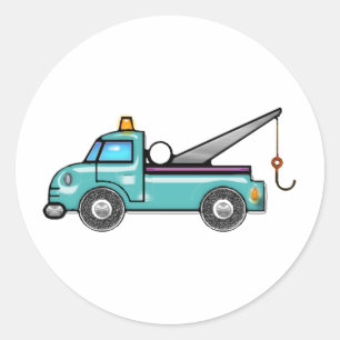 Tough Blue Tow Truck Ronde Sticker