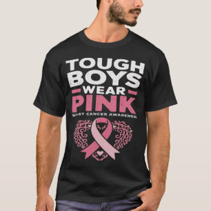 Tough Boys Roze Lint Borstkanker Bewustzijn T-shirt