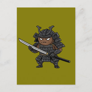 Tough Coconut Samurai Guardian Katana Illustration Briefkaart