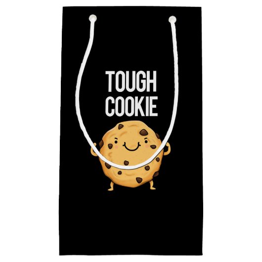 Tough Cookie Funny Cookie Pun Dark BG Klein Cadeauzakje (Voorkant)