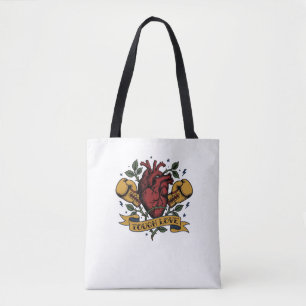 Tough Love Boksen Hart Roos Tatoeage Flash Sterk  Draagtas