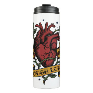 Tough Love Boksen Hart Roos Tatoeage Flash Sterk  Thermosbeker